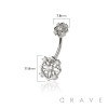 316L SURGICAL STEEL MULTI CZ FLOWER ROUND CZ DANGLE CZ BELLY BUTTON NAVEL RING 